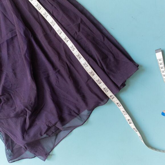 Tadashi Shoji Purple Ruched Draped Chiffon Asymmetrical Dress Size Medium Formal - Picture 6 of 9